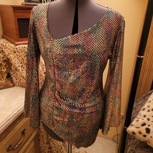2/$25 or 3/$30….Custom Made Metallic Asymetrical Bling Top